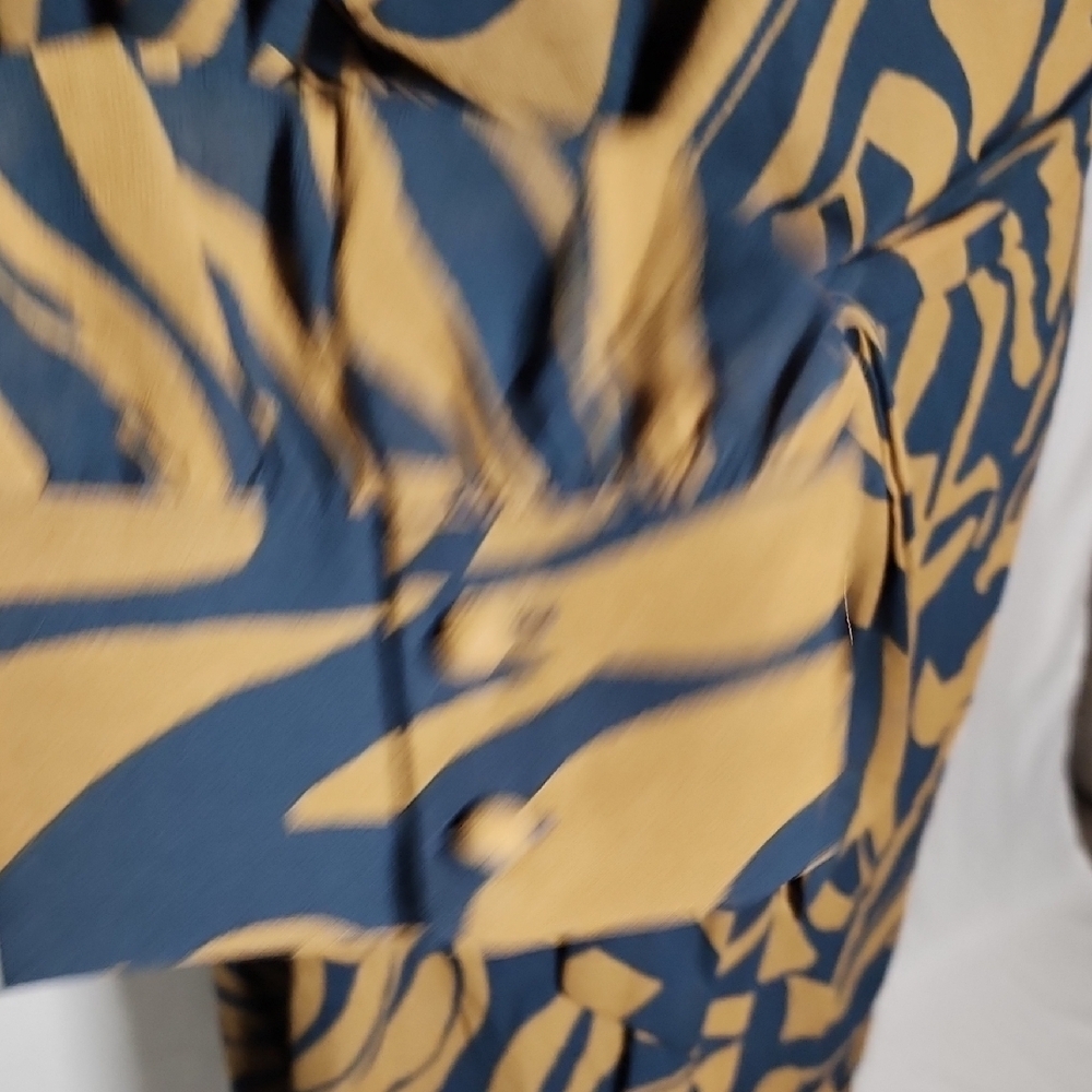 Dress Forum Abstract Patterned Long Sleeve Dress in Blue and Tan - Picture 6 of 10